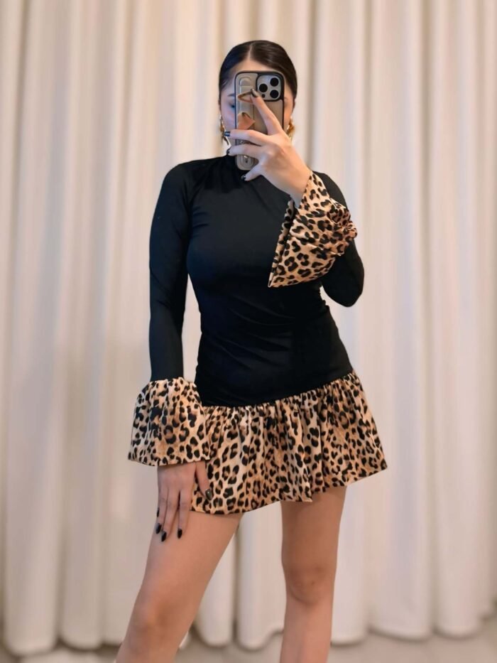 Leopar Detaylı Elbise - Görsel 2