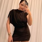 Vatkalı Detaylı  Elbise - Kahve