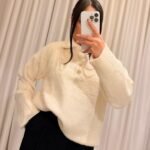 Gold Düğmeli Yumoş Kazak - Ekru