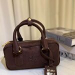 MIU MIU Süet Mini Top Handle Çanta – Kahverengi