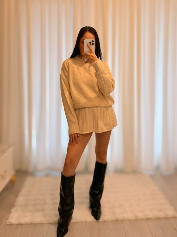 Triko Etekli Takım - Bej - Görsel 2