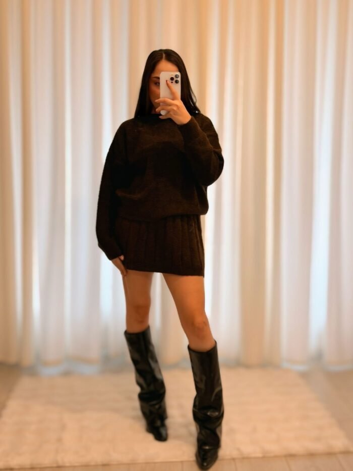 Triko Etekli Takım - Kahve - Görsel 2