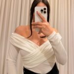 Çapraz Drape Detaylı Bluz - Beyaz