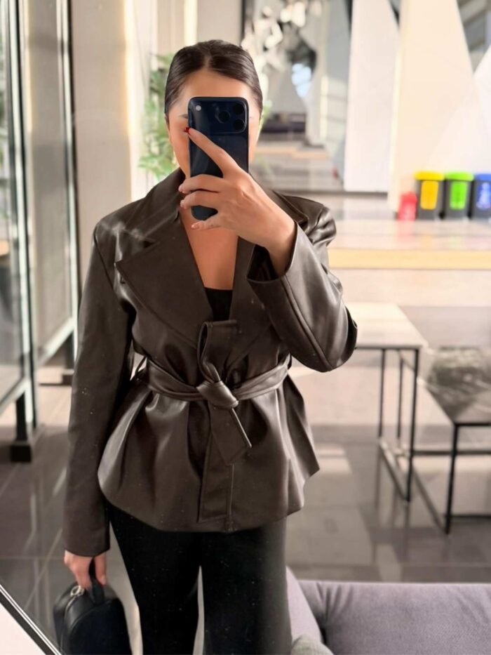 Premium Kalite Deri Ceket - Kahve - Görsel 2