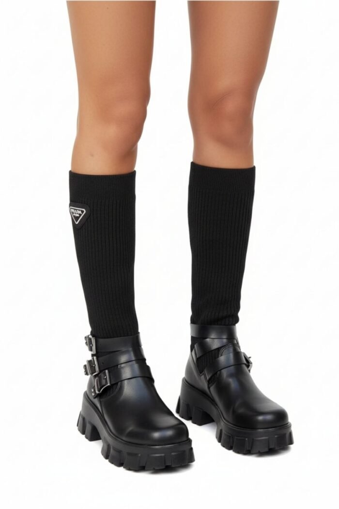 Prada Çorap Detaylı Deri Bot Uzun (37 Numara) - Görsel 2