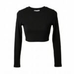 Basic Uzun Kollu Crop Top - Siyah