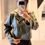 Kol Detay Crop Ceket - Haki