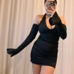 Tam Taş İşlemeli Halter Mini Elbise – Siyah