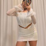 Korse Beyaz Mini Takım – Payet & Tüy Detaylı