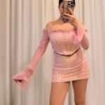 Korse Pembe Mini Takım – Payet & Tüy Detaylı