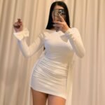 Kurdele Detaylı Elbise - Beyaz