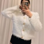 Peluş Hırka Standart Beden - Beyaz