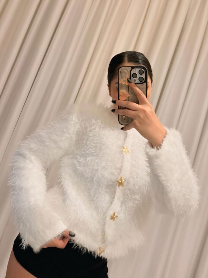 Peluş Hırka Standart Beden - Beyaz - Görsel 2