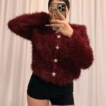 Peluş Hırka Standart Beden - Bordo