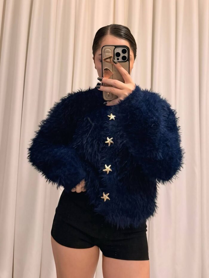 Peluş Hırka Standart Beden - Lacivert - Görsel 2