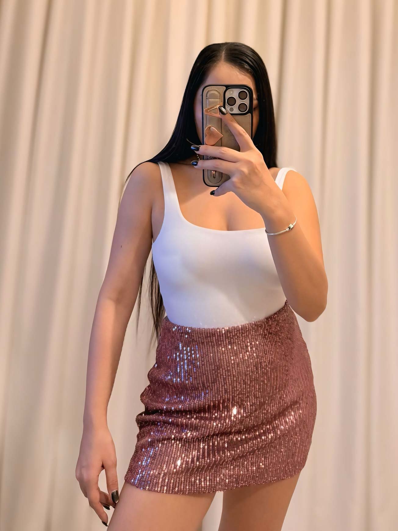 pembe-payet-etek_01 Pembe Payet Mini Etek – Esnek Kumaş - Görsel 1