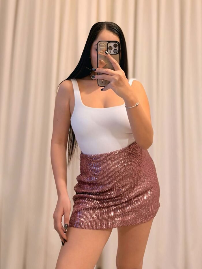 Pembe Payet Mini Etek – Esnek Kumaş - Görsel 2