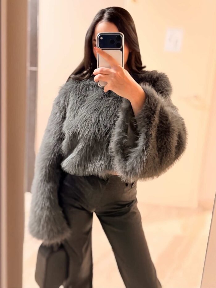 Ivory Touch Peluş Kazak - Gri - Görsel 2