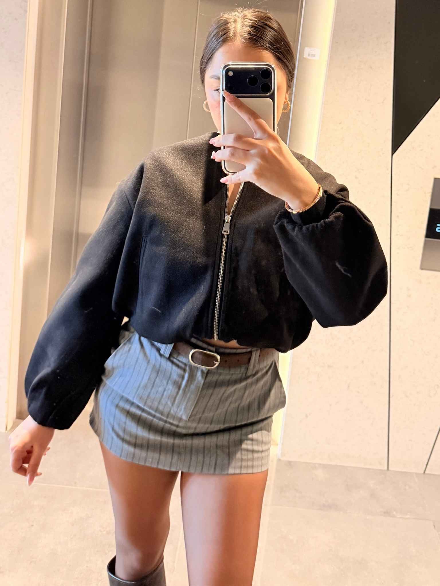 Adsız tasarım (86) Kaşe Bomber Ceket - Siyah - Görsel 1